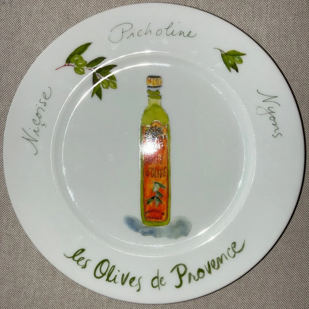 Crate & Barrel LES OLIVES DE PROVENCE Appetizer Plate Set 6 pc Revol France